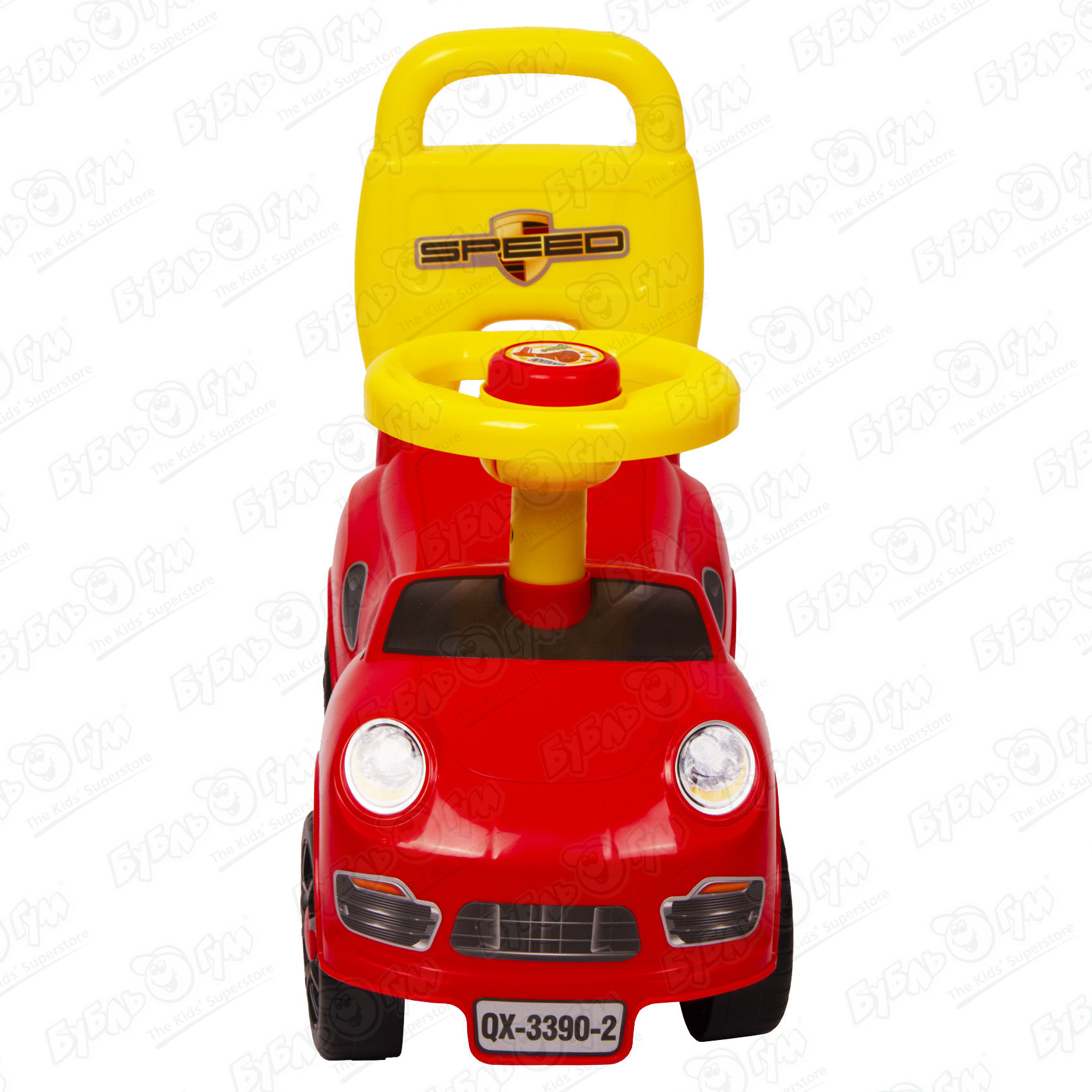 Машинка-каталка со спинкой красно-желтая, цвет красный - фото 8
