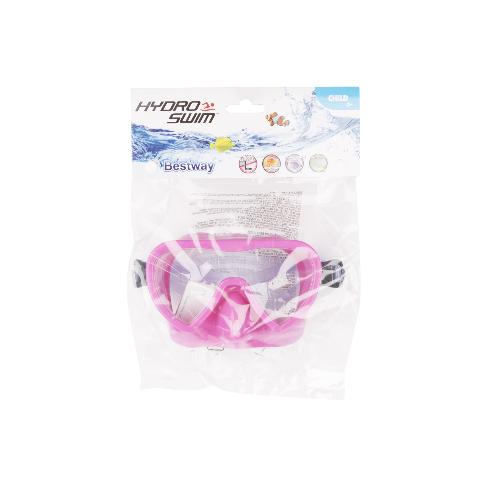 Маска для ныряния Bestway цвет розовый/голубой в ассортименте, размер S, фото 7
