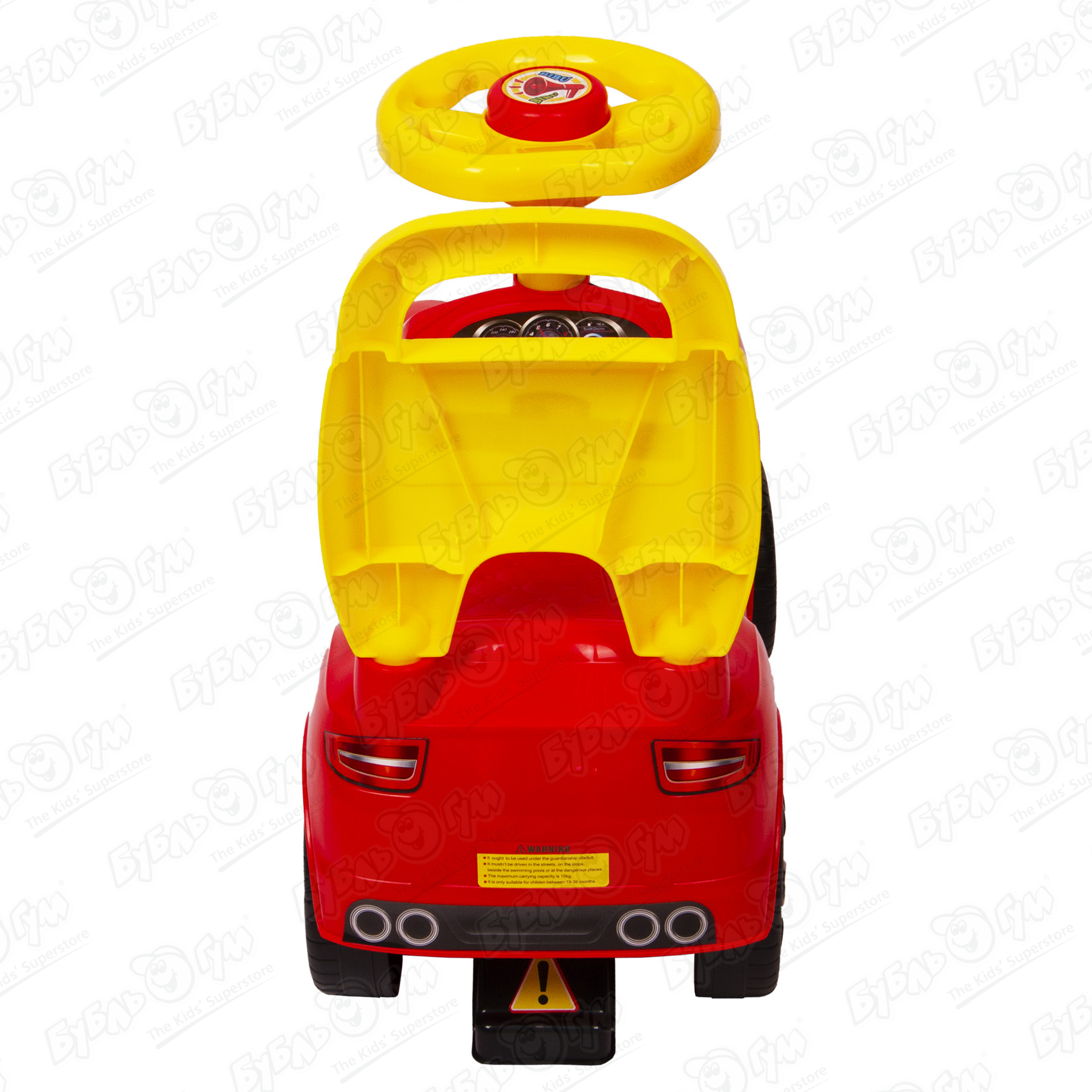 Машинка-каталка со спинкой красно-желтая, цвет красный - фото 4