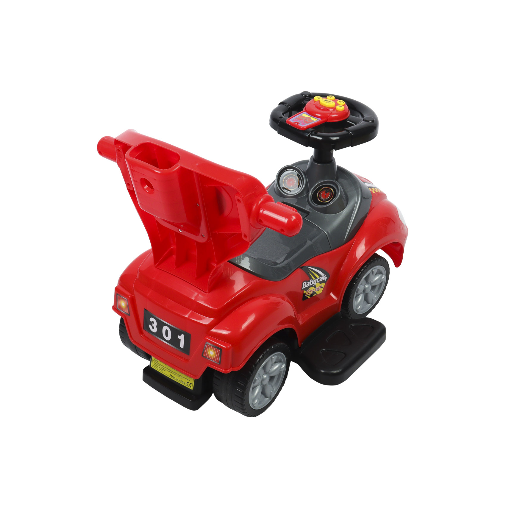 Машина каталка с ручкой красная, фото 9