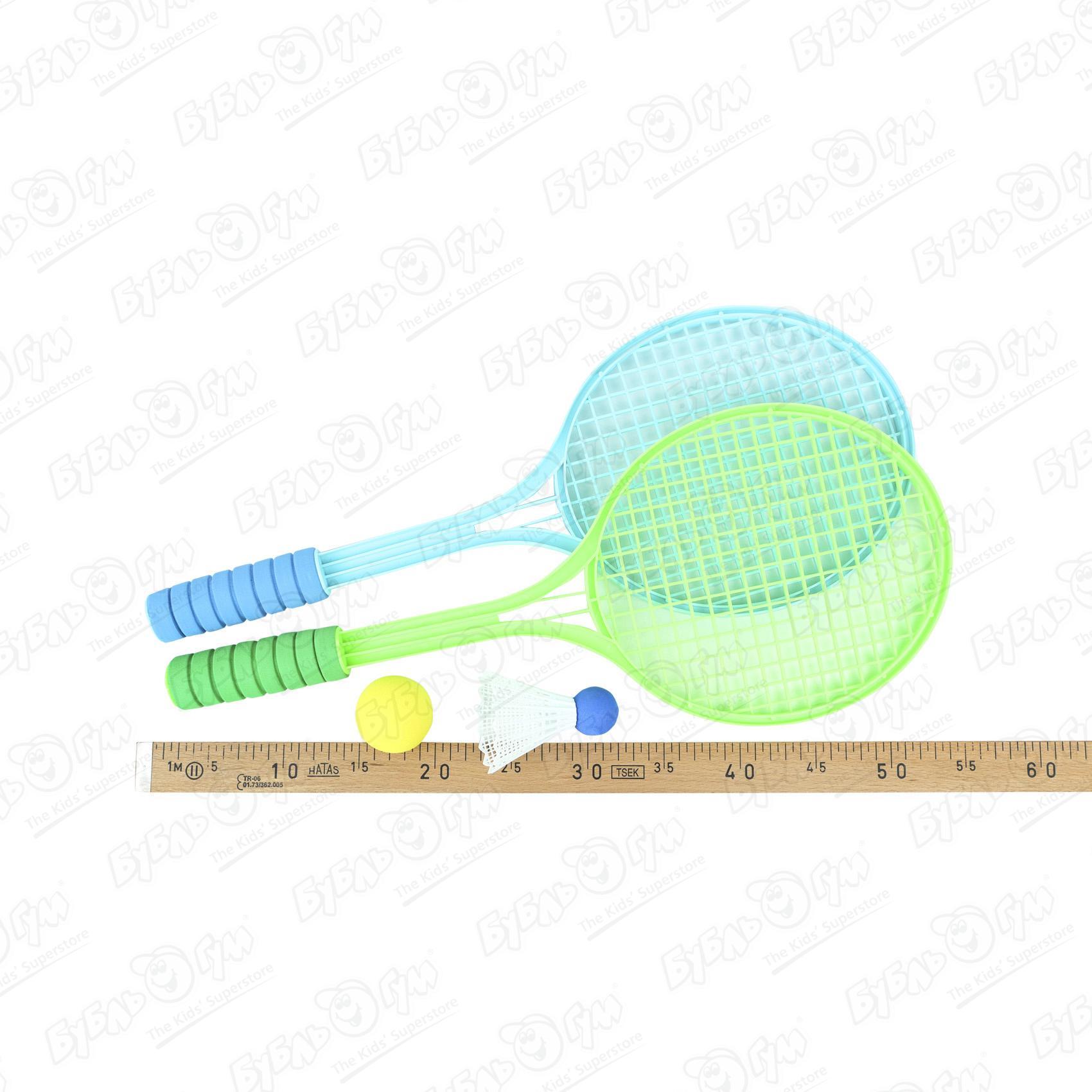 Набор для игры в теннис зеленая и голубая ракетка 53см - фото 6