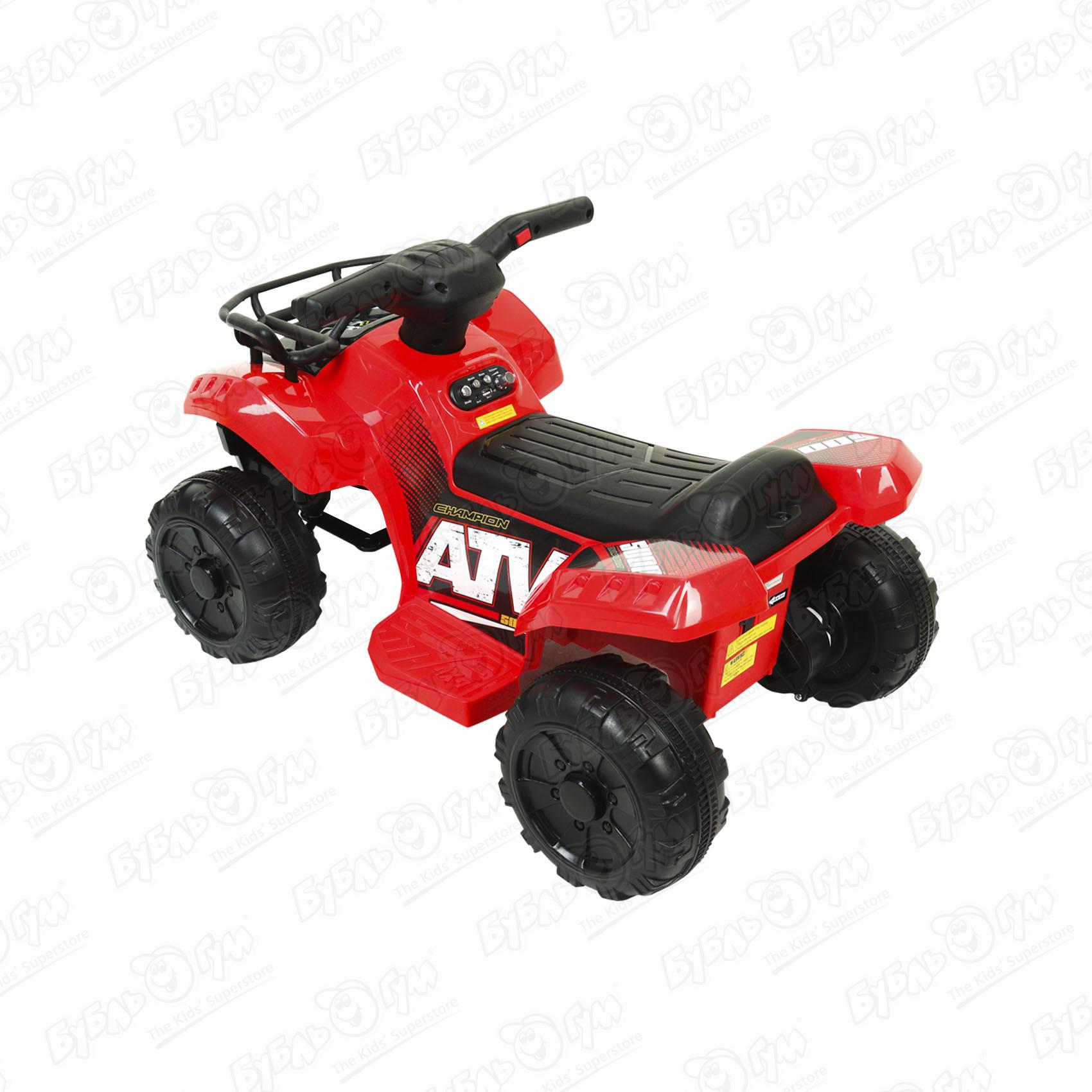 Квадроцикл детский аккумуляторный Champion ATV красно-черный, цвет красный - фото 6