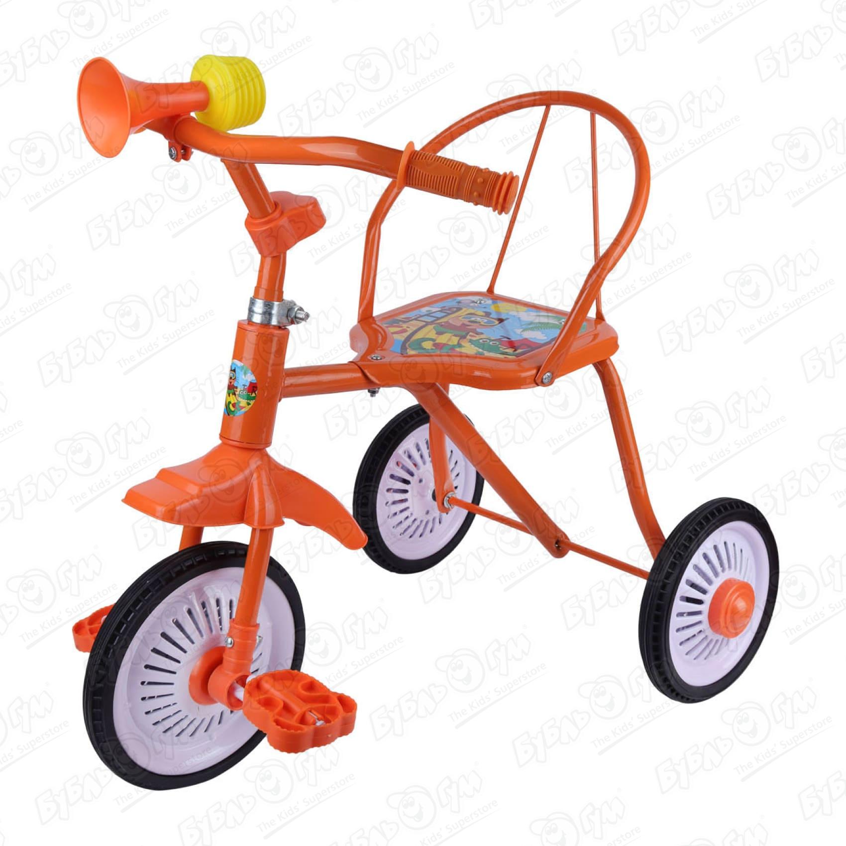 Велосипед трехколесный оранжевый сигнал звуковой на велосипед joy kie кошечка крепление на руль 60 56