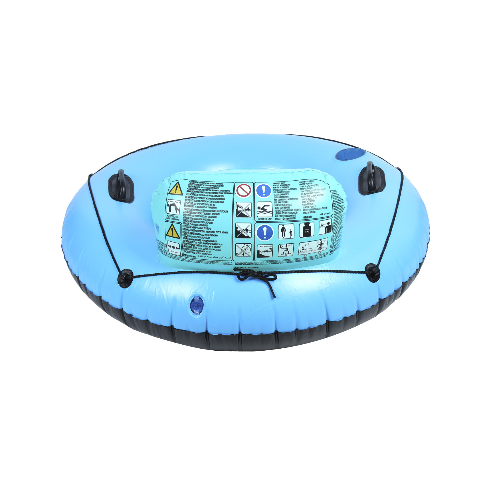 Круг надувной Bestway с ручками голубой 119см, фото 3