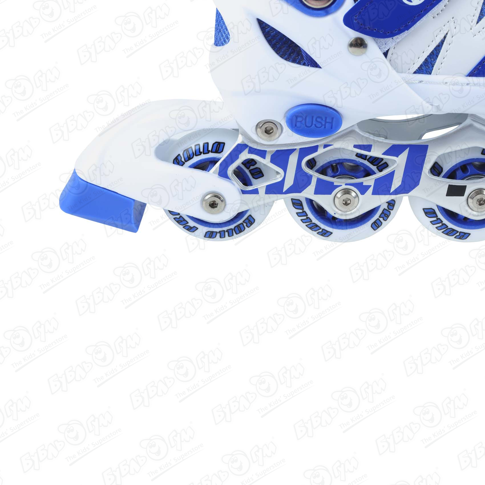 Коньки роликовые ROLLO PRO с липучкой синие с белыми вставками - фото 8
