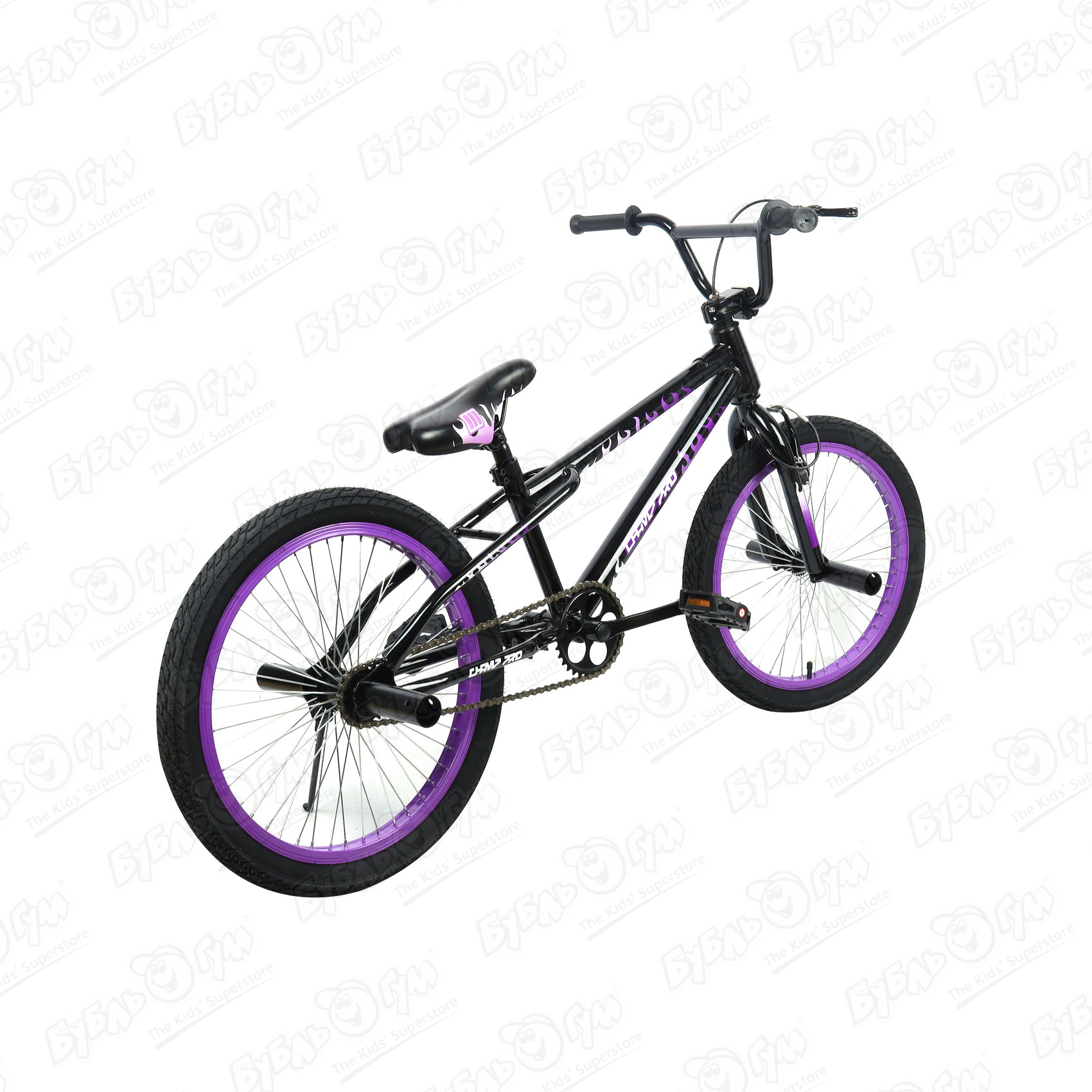 Велосипед Champ Pro BMX B20 черно-фиолетовый, цвет черный - фото 6