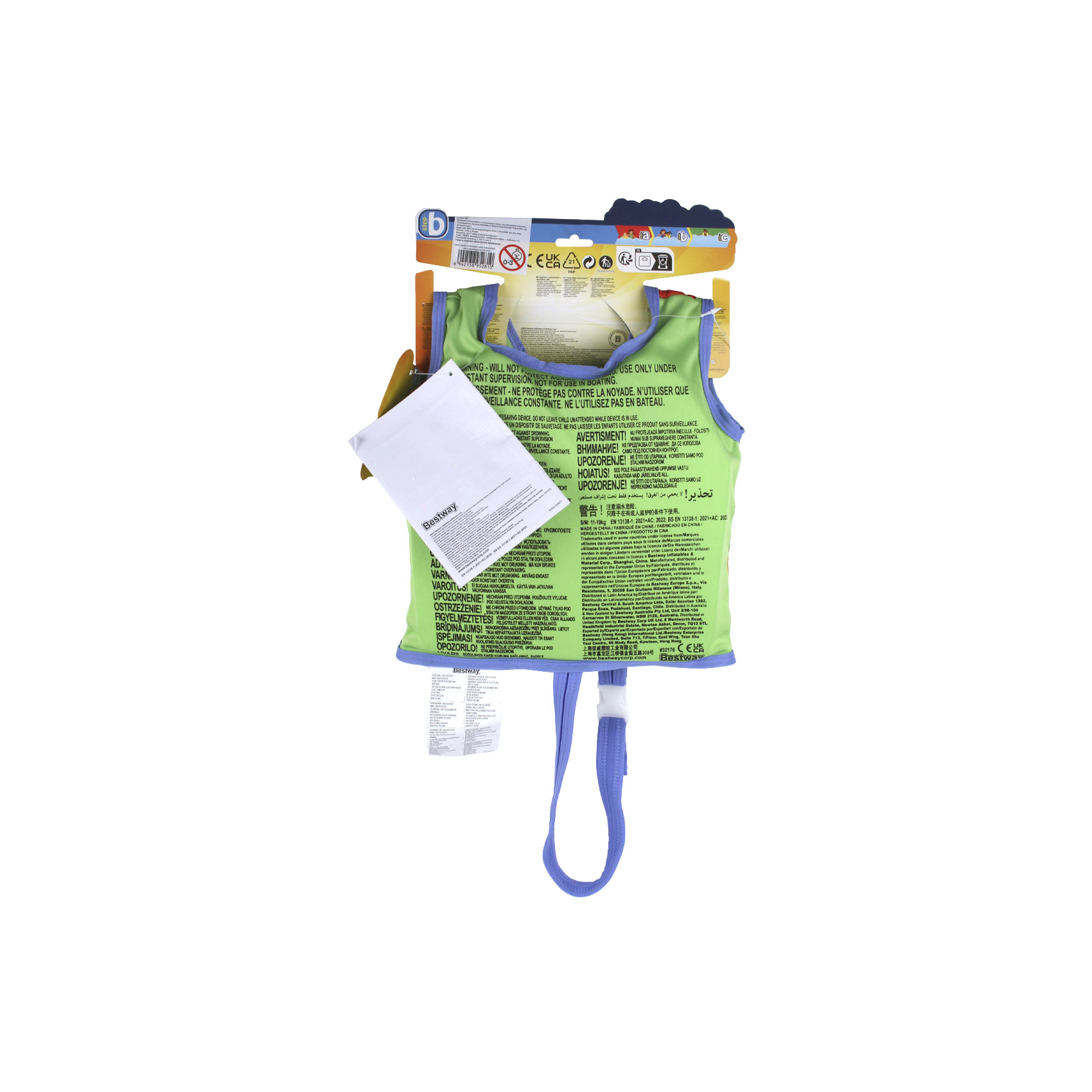 Жилет для плавания Bestway Swim Safe с пенопластовыми вставками с ремешком с рисунком 11-19кг в ассортименте, размер S, M, фото 11