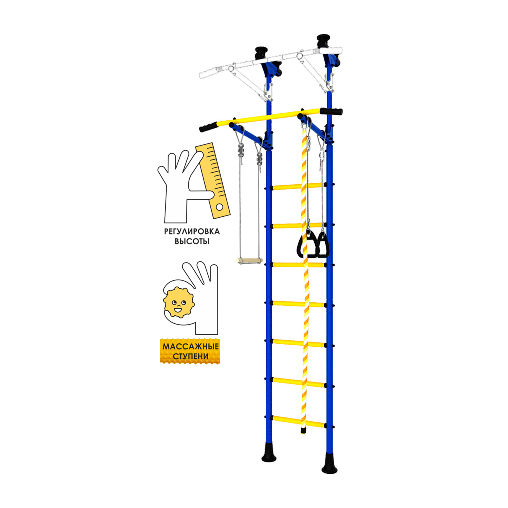 Комплекс спортивный DSK распорный с массажными ступенями синий желтый, фото 2
