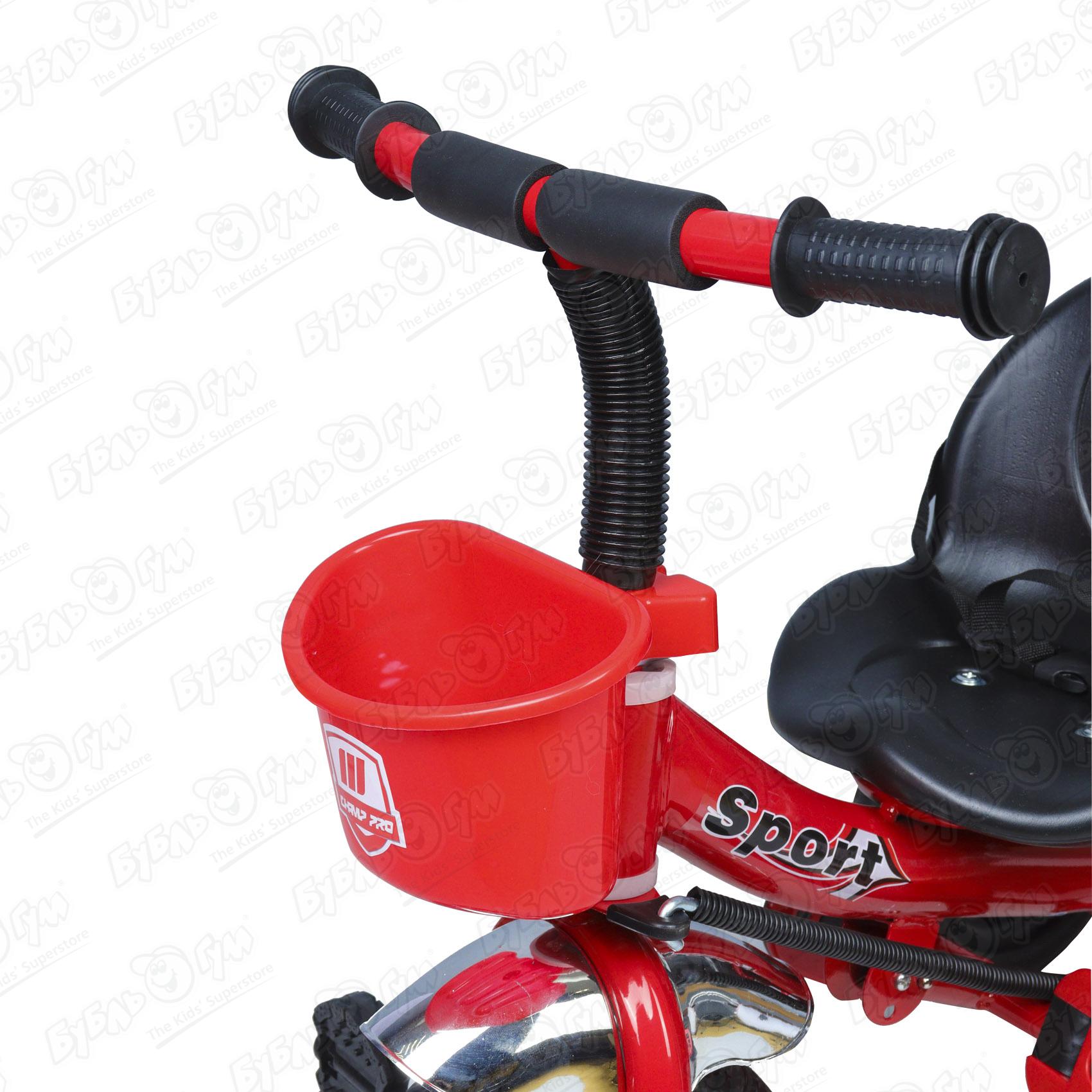 Велосипед трехколесный с ручкой черно-красный - фото 5