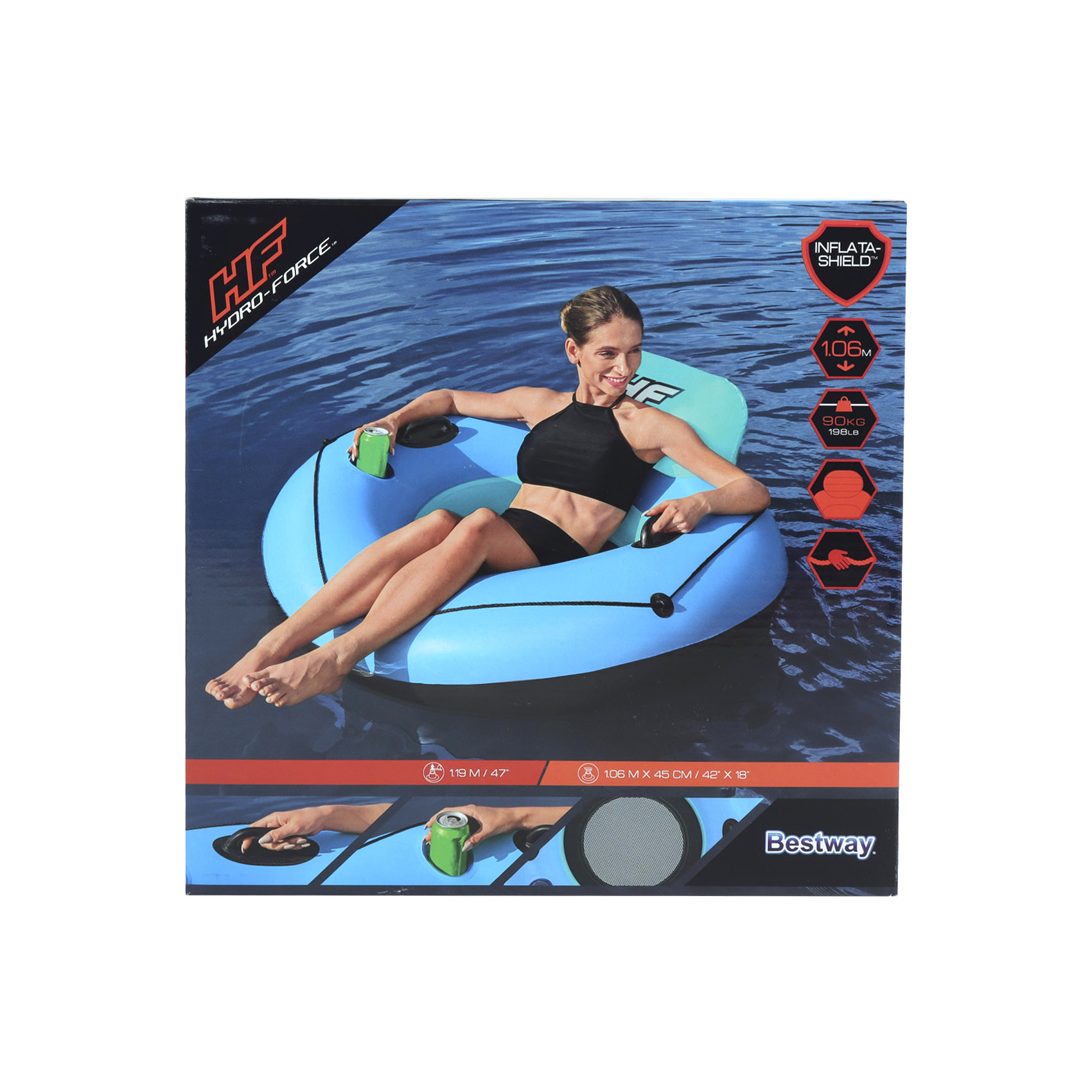 Круг надувной Bestway с ручками голубой 119см, фото 10