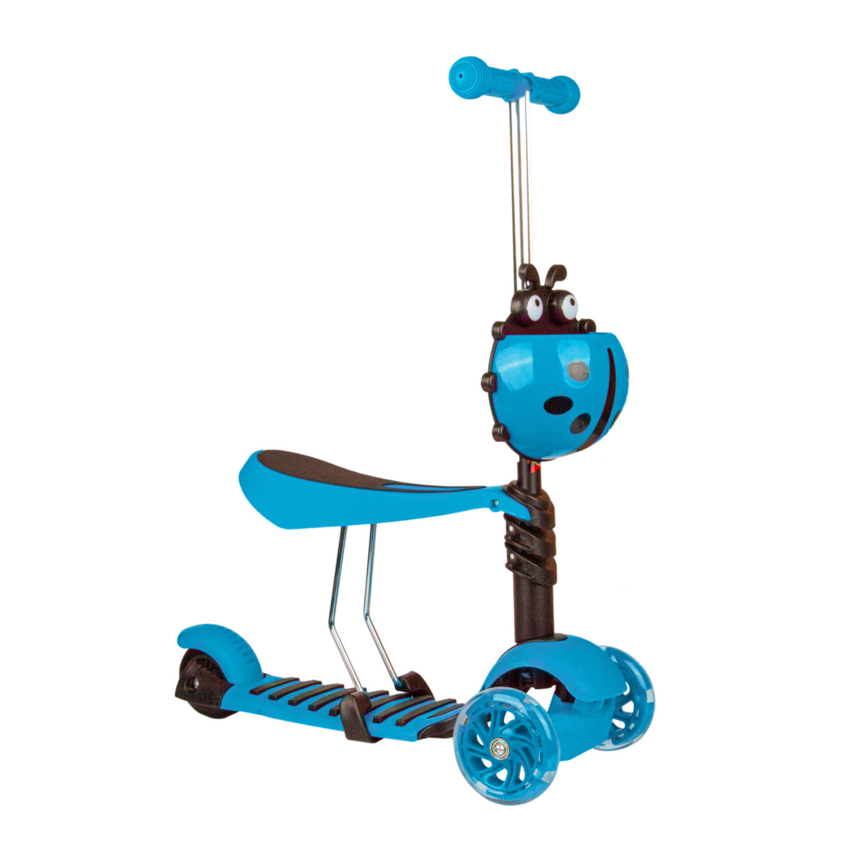 

Самокат трехколесный голубой