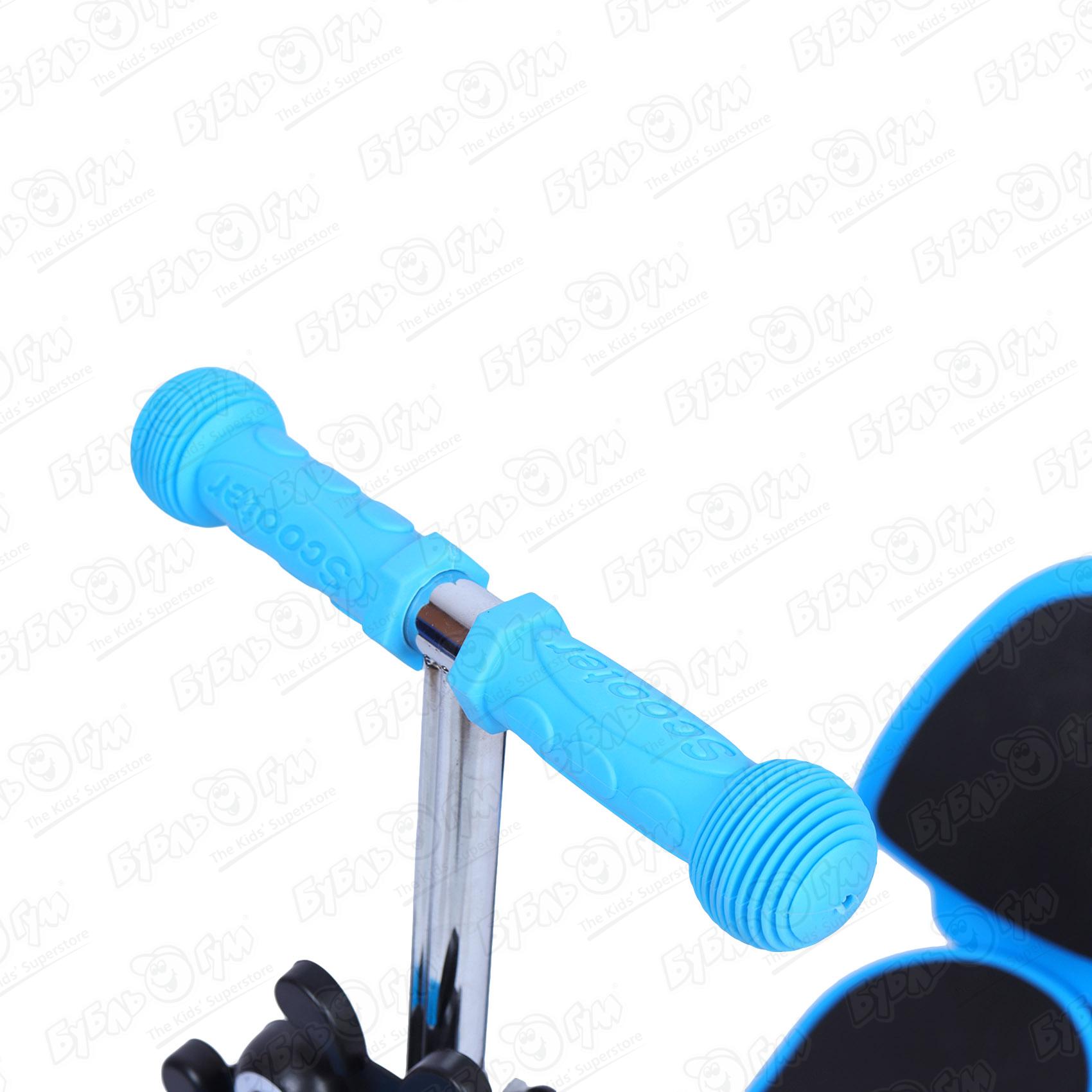 Самокат трехколесный с ручкой голубой, размер 120 мм/80 мм - фото 9