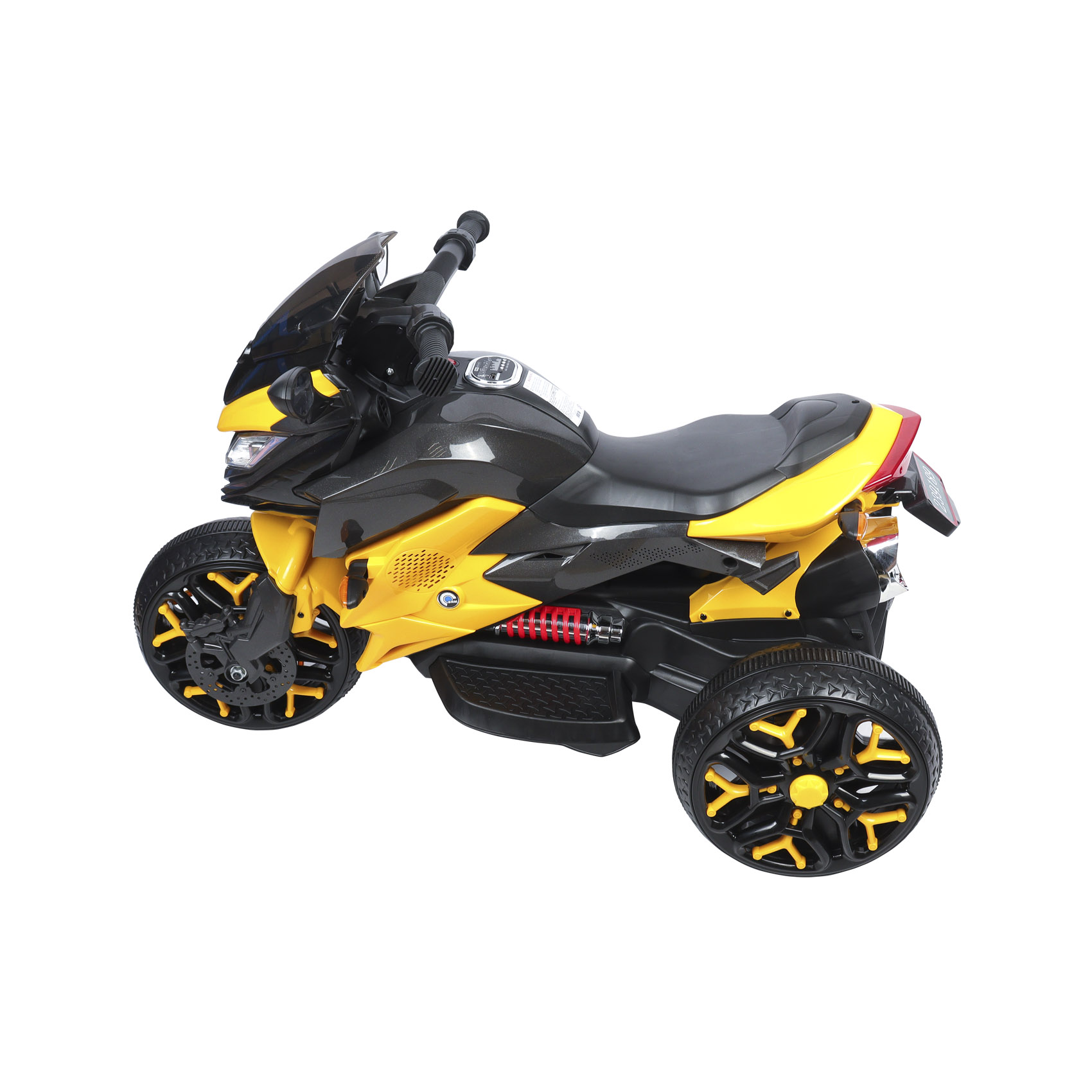 Мотоцикл детский 3-х колесный аккумуляторный, цвет желтый - фото 8
