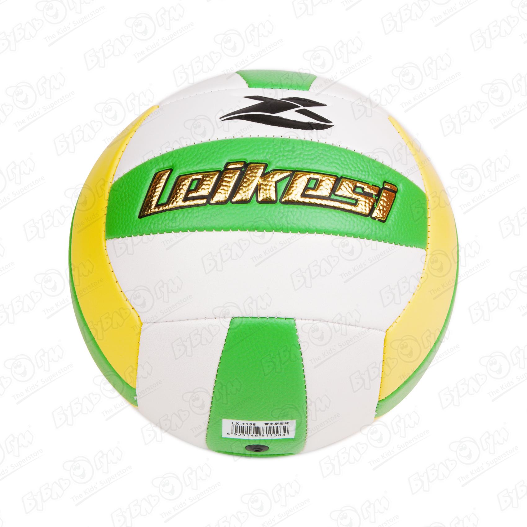 Мяч волейбольный Leikesi белый с зелено-желтыми вставками мяч волейбольный leikesi белый с красно синими вставками