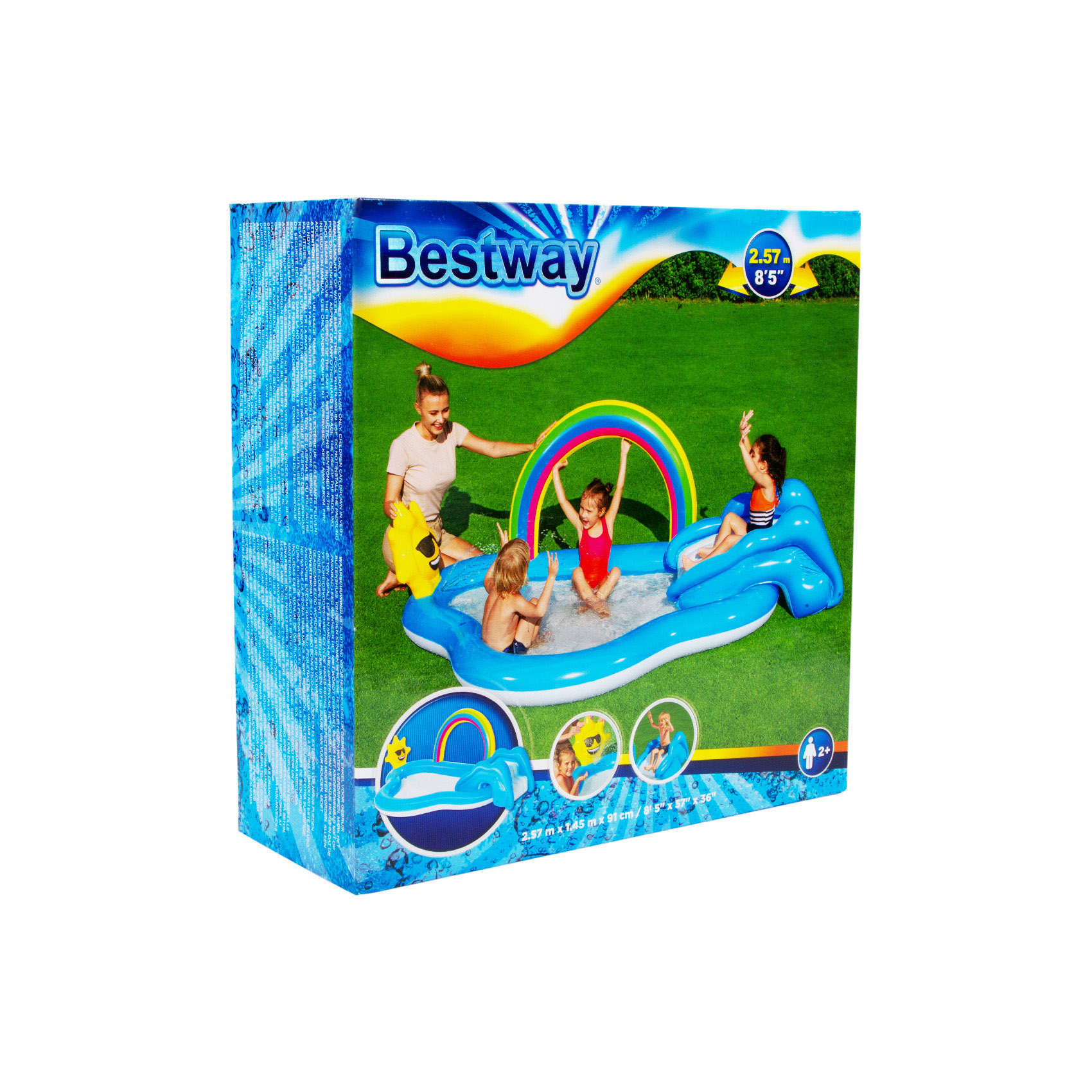 Бассейн надувной детский Bestway Радуга и солнце 257x145x91см, фото 2
