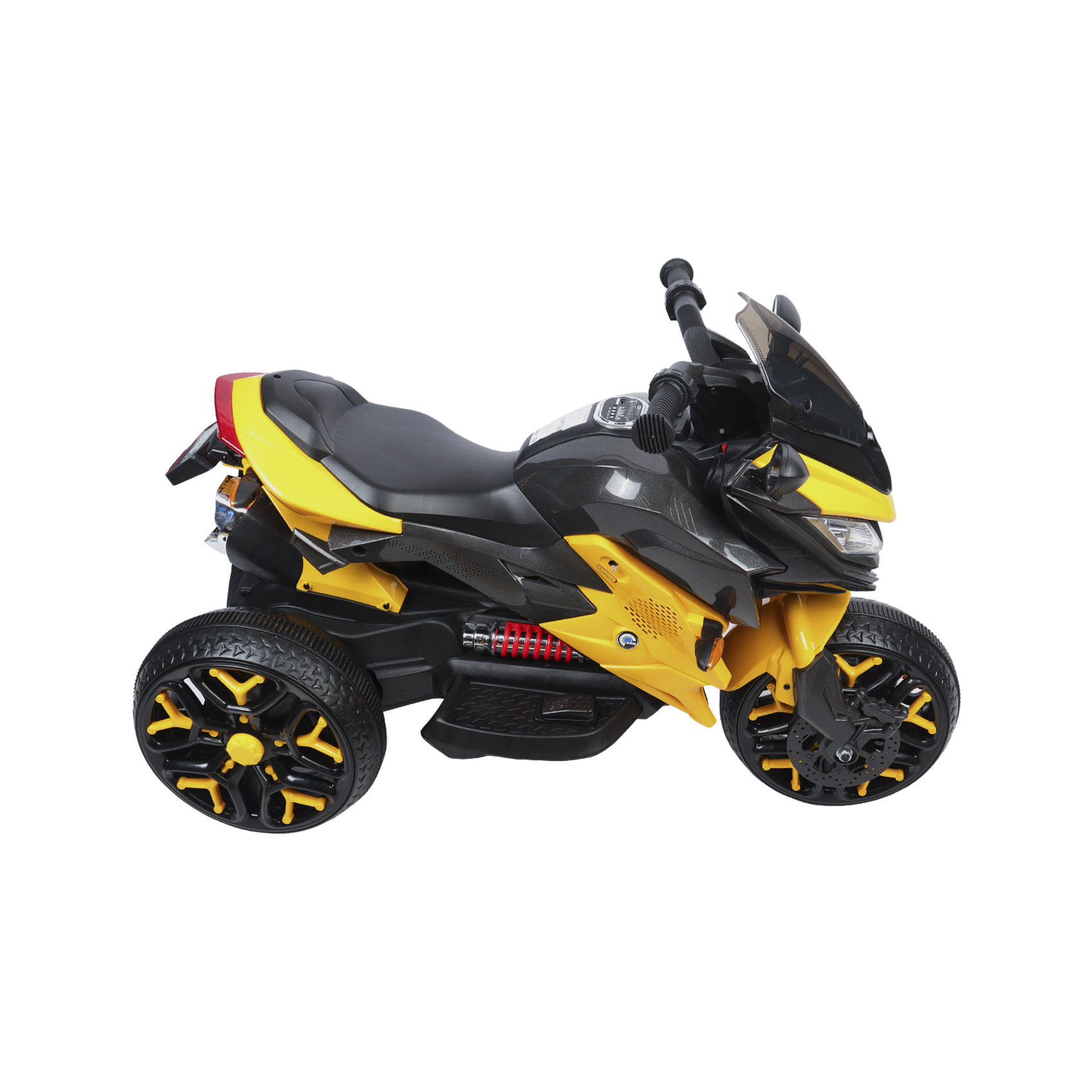 Мотоцикл детский 3-х колесный аккумуляторный, цвет желтый - фото 4