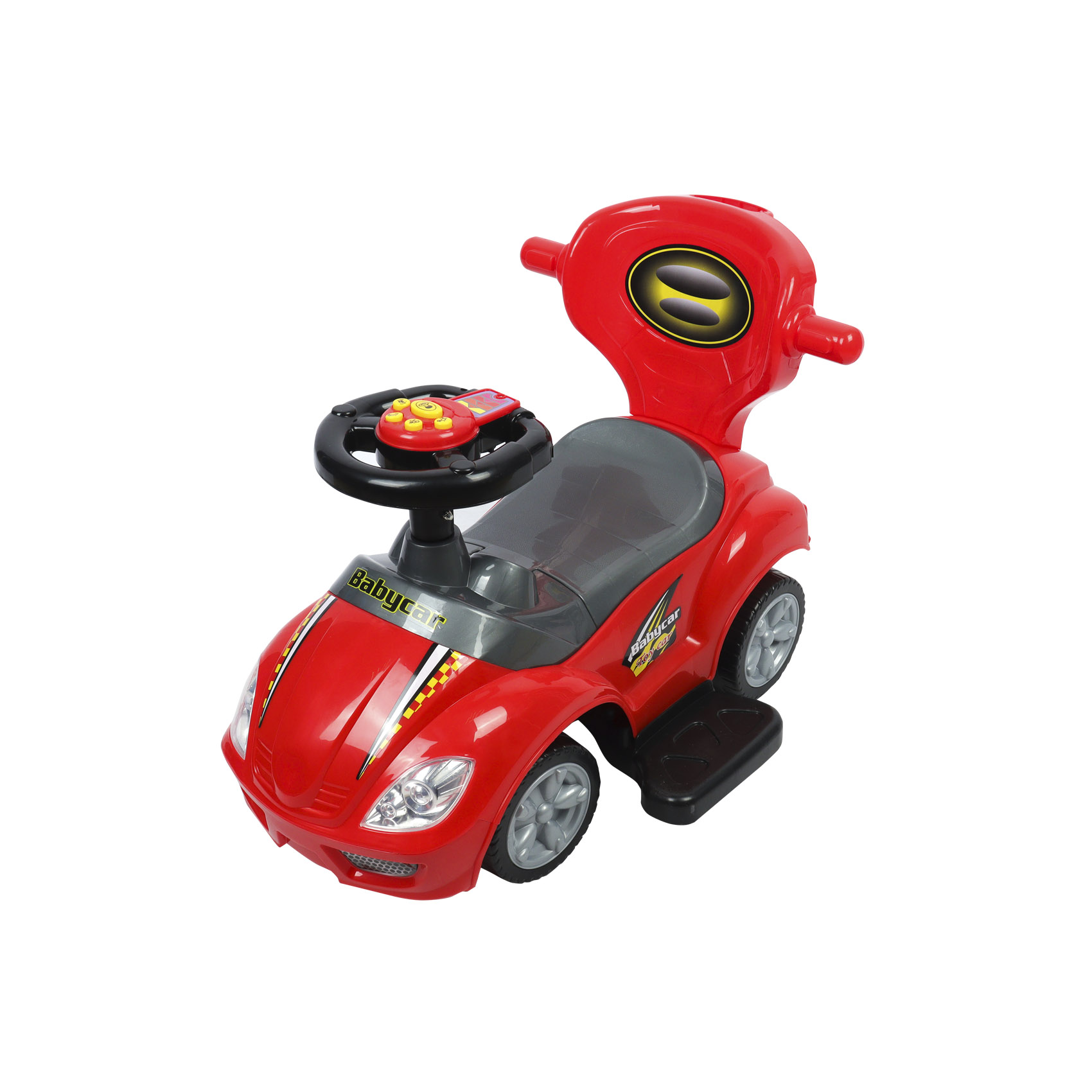 Машина каталка с ручкой красная, фото 8