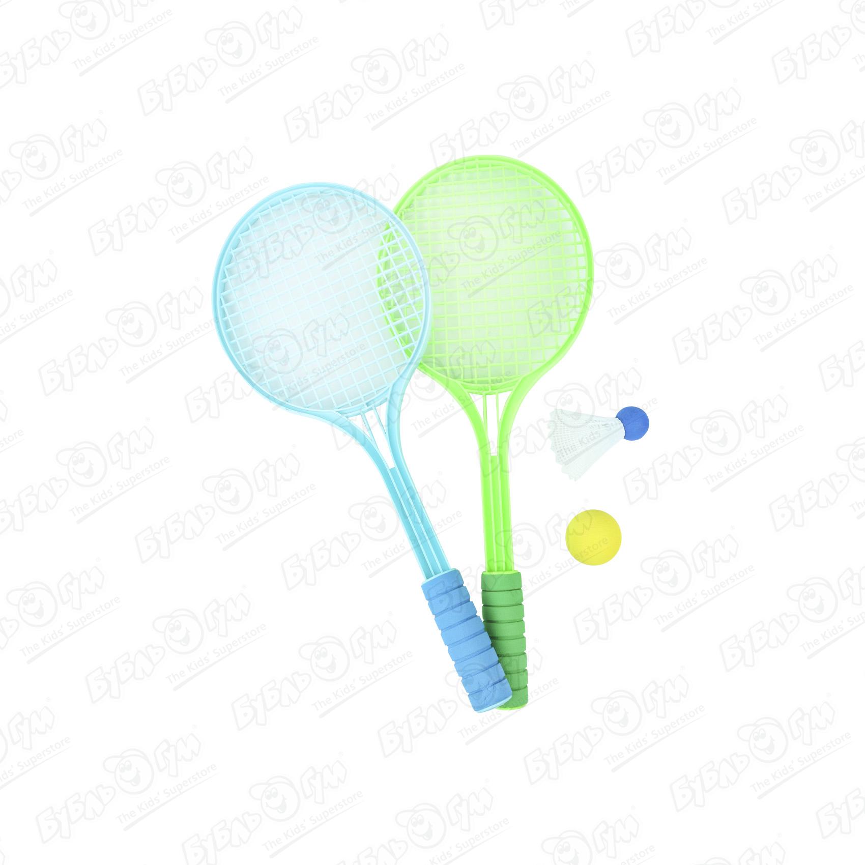 Набор для игры в теннис зеленая и голубая ракетка 53см набор для игры в теннис