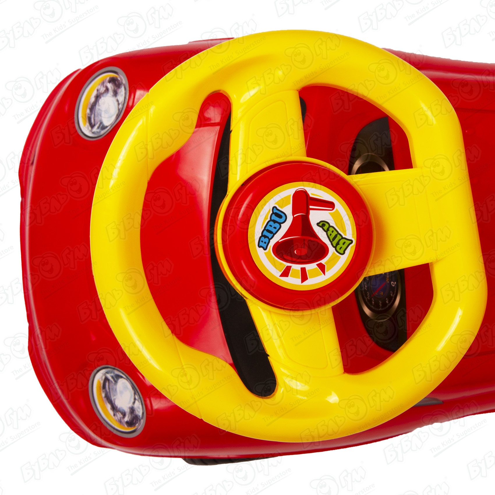 Машинка-каталка со спинкой красно-желтая, цвет красный - фото 10