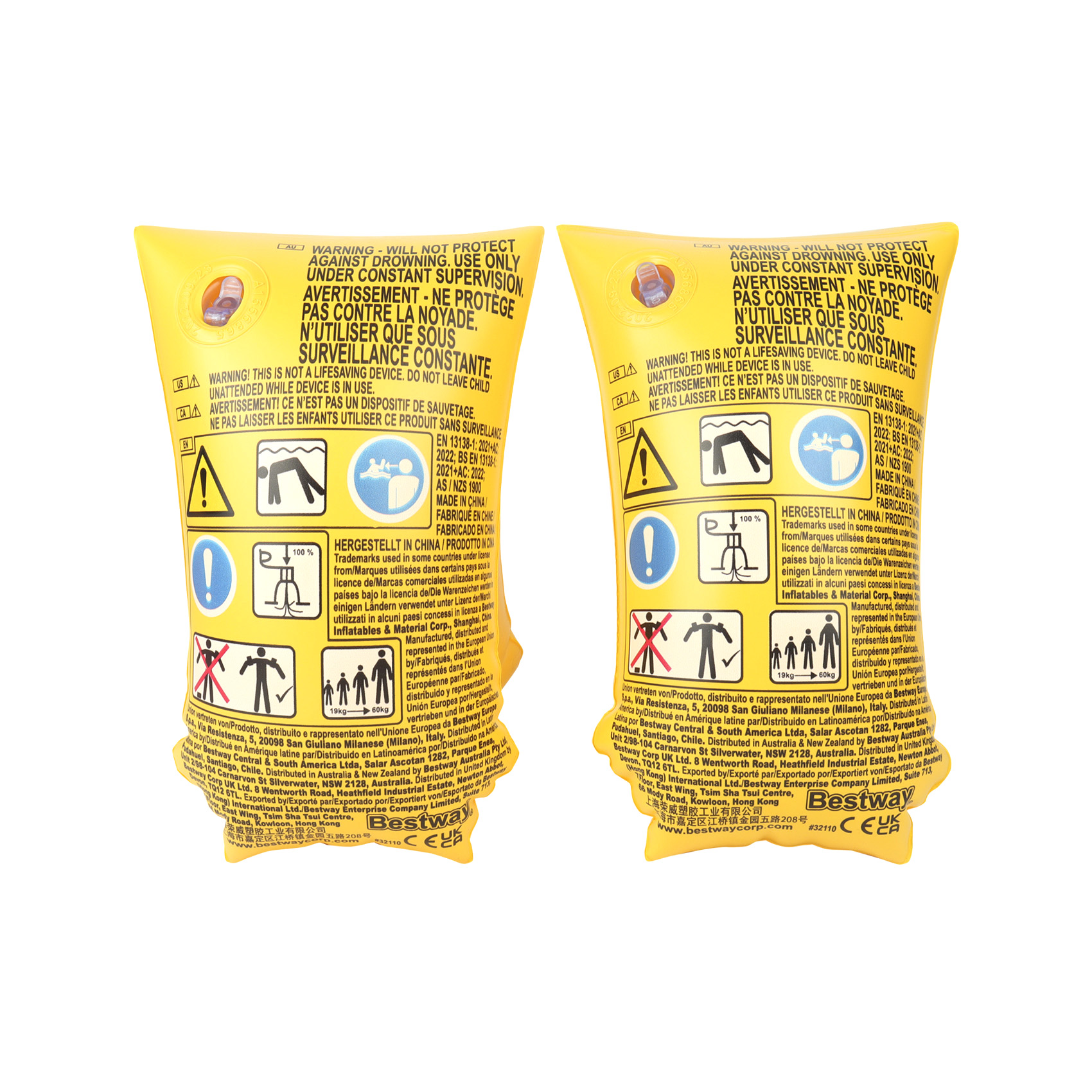 Нарукавники для плавания Bestway с рыбками желтые 30х5см, фото 3