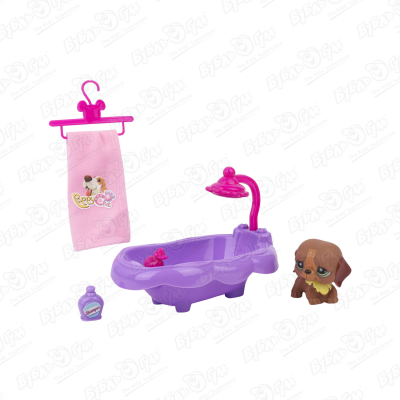 Набор игровой миниатюрный щенок с ванной в ассортименте