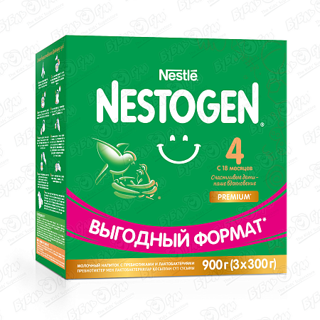 Молочко Nestle NESTOGEN Premium 4 с пребиотиками и лактобактериями  900г с 18мес БЗМЖ