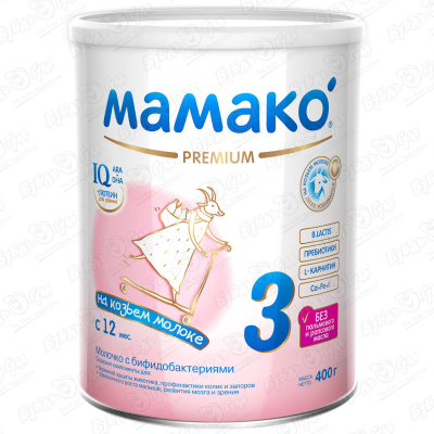 Смесь Мамако Premium 3 на козьем молоке 400г с 12мес БЗМЖ