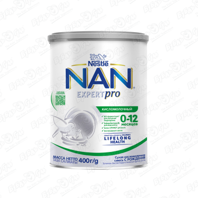 Смесь Nestle NAN кисломолочная 400г с 0-12мес БЗМЖ смесь сухая кисломолочная nan для улучшения пищеварения с 12 мес бзмж 400 г