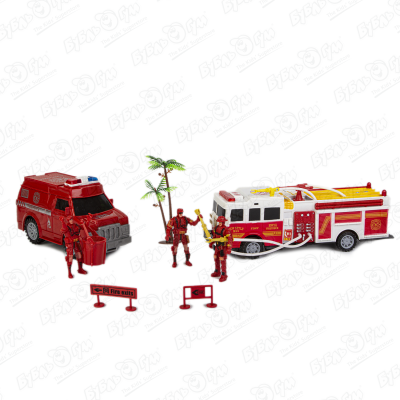 Набор пожарного автотранспорта Lanson Toys Fire Rescue вертолет лодка и 2машины набор игровой lanson toys пожарный автотранспорт 2машины