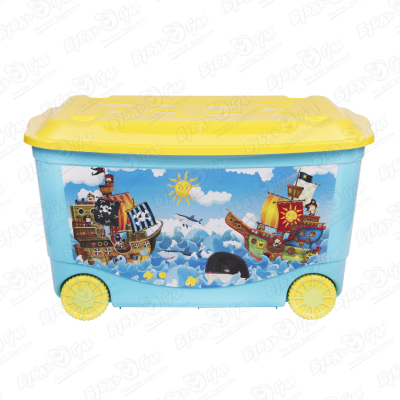 Ящик для игрушек пираты на колесах голубой