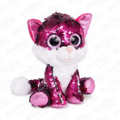 Игрушка мягкая Котик с пайетками темно-розовый