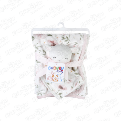 цена Плед BUBURU Baby с комфортером овечка бело-розовый 76х102см