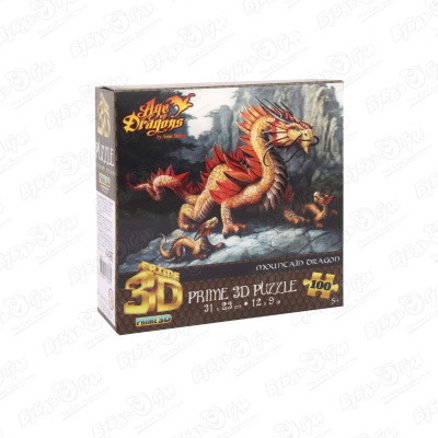 цена Пазл Super 3D Золотой горный дракон 100дет