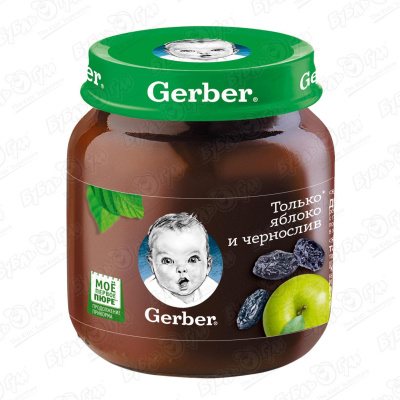 Пюре Gerber яблоко чернослив 130г с 5мес цена и фото