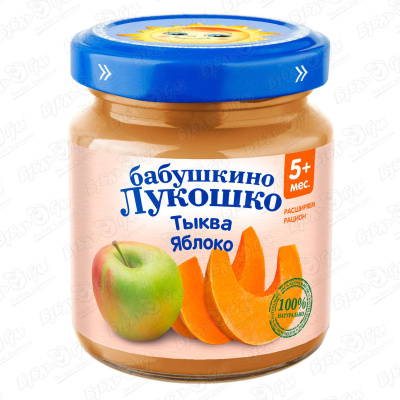 Пюре Бабушкино Лукошко тыква-яблоко 100г с 5мес цена и фото