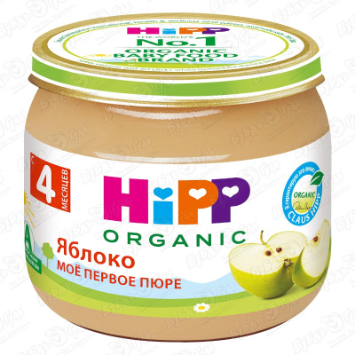 Пюре HiPP Organic яблоко 80г с 4мес пюре hipp organic кукуруза 80г с 5мес