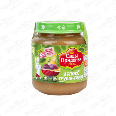 Пюре Сады Придонья яблоко-груша-слива 120г с 5мес йогурт нытва яблоко груша 2 5% 120г ст