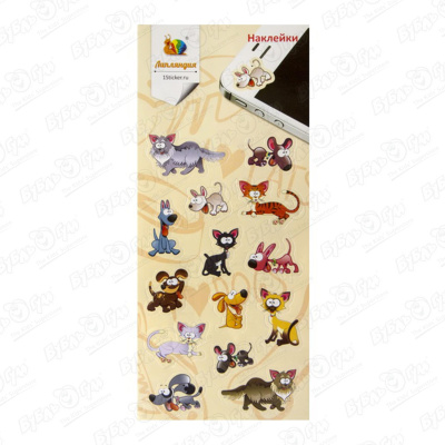 Наклейки бумажные Кошки и собаки 3 листа упаковка акварельные кошки и кролики бумажные клеящиеся наклейки для дневника декоративные наклейки