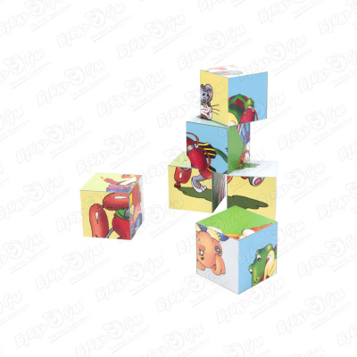 Кубики для малышей Забавные животные 6шт