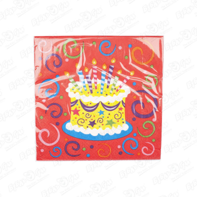 Салфетки «Торт яркий» 12 шт, 33x33 см цена и фото