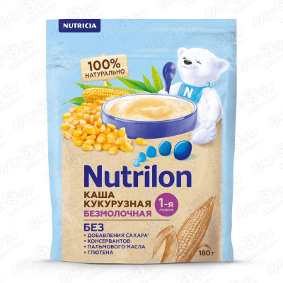 Каша Nutrilon безмолочная кукурузная 180г с 5мес каша nutrilon nutricia безмолочная кукурузная с 5 месяцев