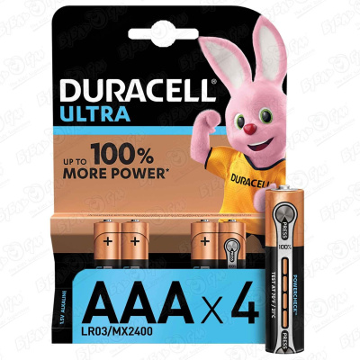 Батарейки Duracell Ultra Power AAА 4 шт батарейка duracell ultra high power cr123 lithium 1 шт