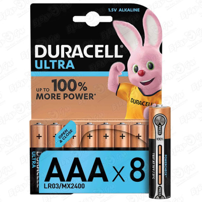 Батарейки Duracell Ultra Power AAА 8 шт батарейка duracell ultra high power cr123 lithium 1 шт