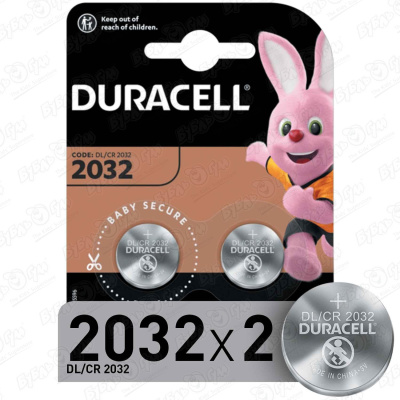 duracell батарейки литиевые specialty 2032 3v dl2032 cr2032 2 шт блистер б0037273 Батарейки Duracell Specialty 2032 2 шт