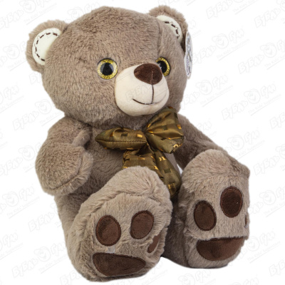 Игрушка мягкая медведь с бантом коричневый медведь с бантом 25 см беж
