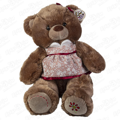 Игрушка мягкая медведица коричневая в платье плюшевая игрушка медведица линда в платье