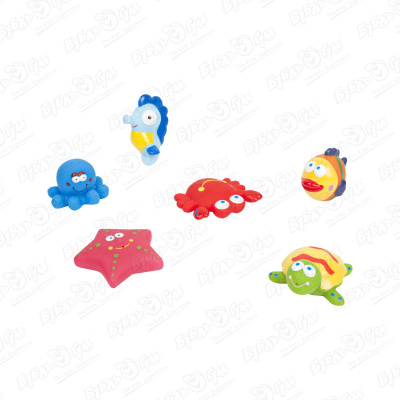 Набор игрушек для ванны Lanson Toys Морские животные 6шт с 3лет набор игрушек для ванны морские животные 3 6 шт виды сюрприз
