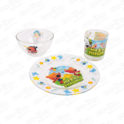 Набор детской посуды Мимимишки стекло 3предмета