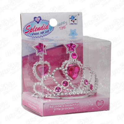 Набор украшений принцессы корона и серьги-клипсы розовые серьги кисти клипсы розовые звезды