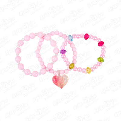 Набор браслетов Сердце с разноцветными камнями